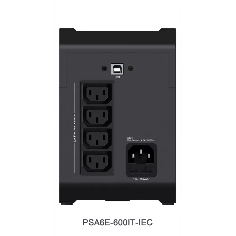 Vertiv PowerUPS 200 Essential PSA6E-600IT-IEC, 600VA/315W, line-interactive, 0,6 kVA, 315 W, sinusoidale, 140 V, 290 V
