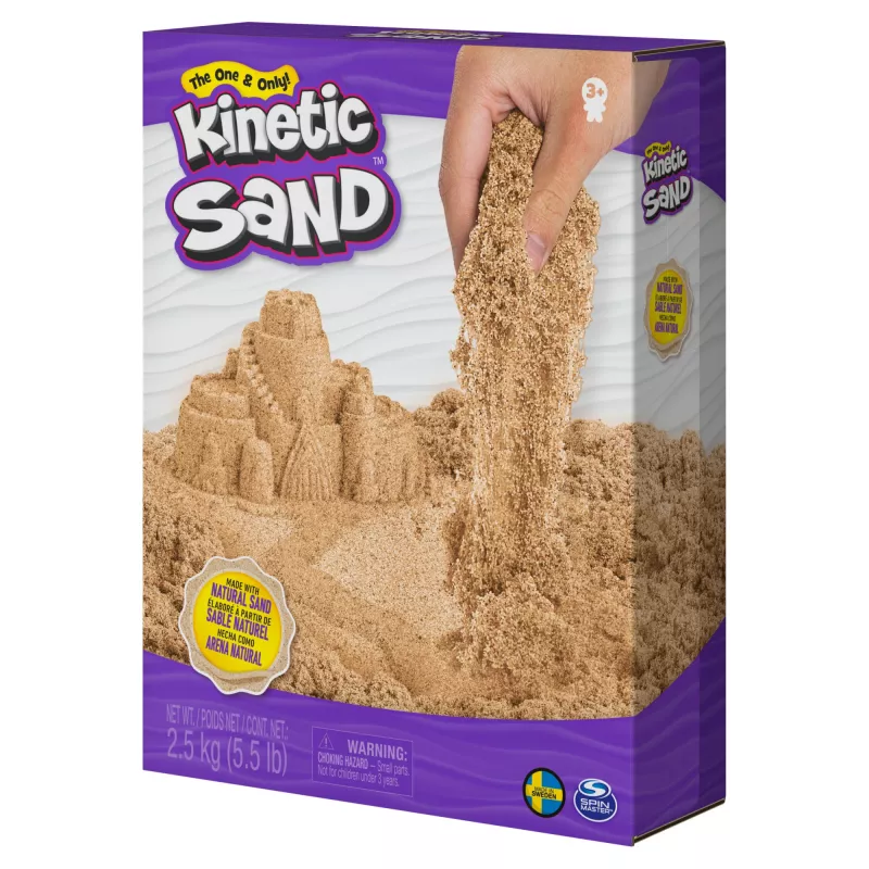 Kinetic Sand, 5,5 lbs (2,5 kg) sabbia gioco marrone naturale per arte e fai da te, sabbiera, Amazon Exclusive (confezione può variare), giocattoli sensoriali modellabili, da 3 anni