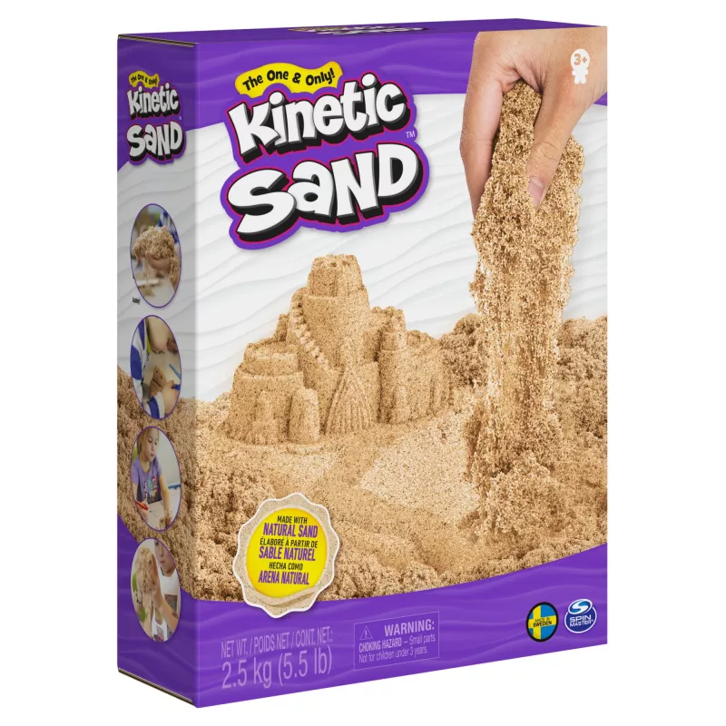 Kinetic Sand, 5,5 lbs (2,5 kg) sabbia gioco marrone naturale per arte e fai da te, sabbiera, Amazon Exclusive (confezione può variare), giocattoli sensoriali modellabili, da 3 anni