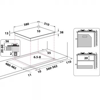 Whirlpool TGML 650 IX Piano cottura da incasso in acciaio inox 58 cm gas 4 zone