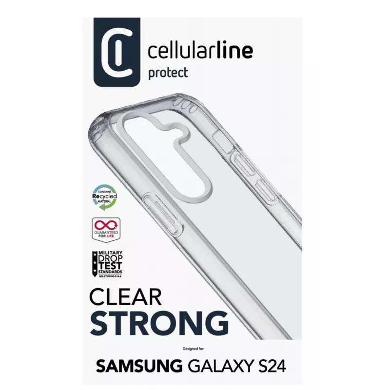 Cellularline Clear Protect – custodia rigida per Galaxy S24 con bordi in gomma