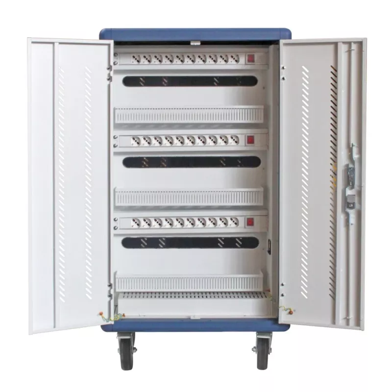 Techly I-CABINET-30DUTY carrello/armadio portatile per gestione dispositivi bianco, blu