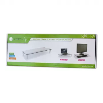 Techly rialzo universale da tavolo per monitor, autoportante, 20 kg, 33 cm (13 pollici), 81,3 cm (32 pollici), trasparente