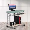 Techly tavolo PC compatto in metallo e vetro con ruote ICA-TB 3791A