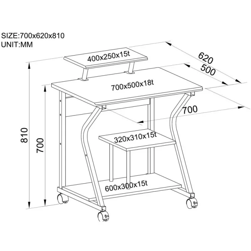 Techly tavolo computer compatto ICA-TB 218