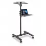 Techly ICA-TB TPM-10 carrello regolabile in altezza per proiettore e notebook con ripiano, nero