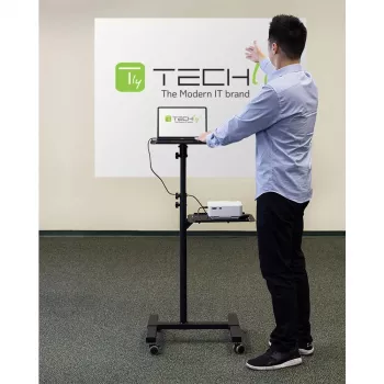 Techly ICA-TB TPM-10 carrello regolabile in altezza per proiettore e notebook con ripiano, nero