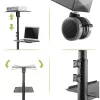 Techly ICA-TB TPM-10 carrello regolabile in altezza per proiettore e notebook con ripiano, nero