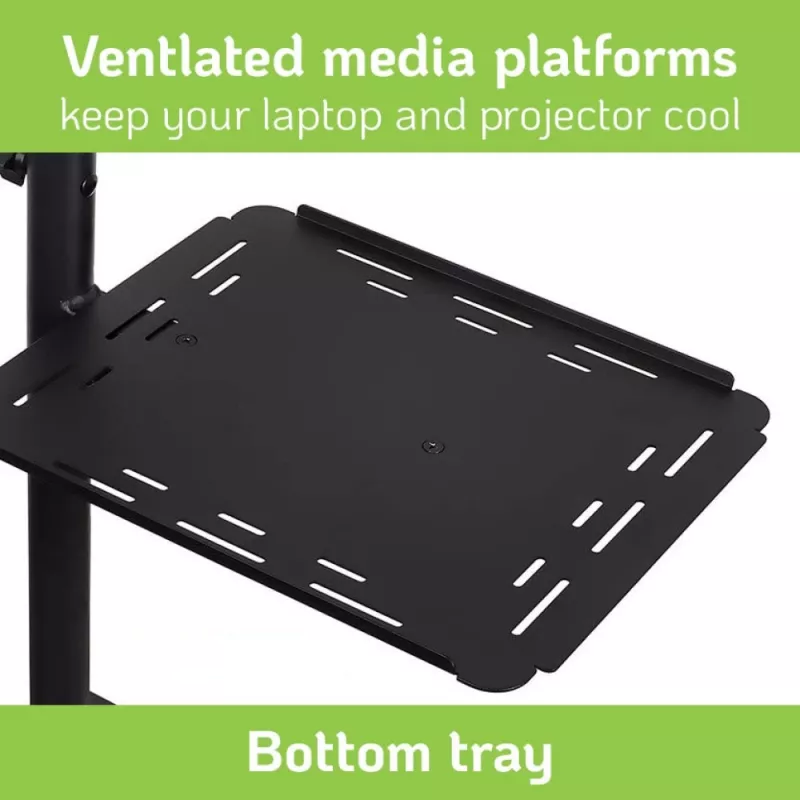 Techly ICA-TB TPM-10 carrello regolabile in altezza per proiettore e notebook con ripiano, nero