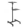 Techly ICA-TB TPM-10 carrello regolabile in altezza per proiettore e notebook con ripiano, nero
