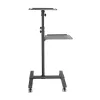 Techly ICA-TB TPM-10 carrello regolabile in altezza per proiettore e notebook con ripiano, nero