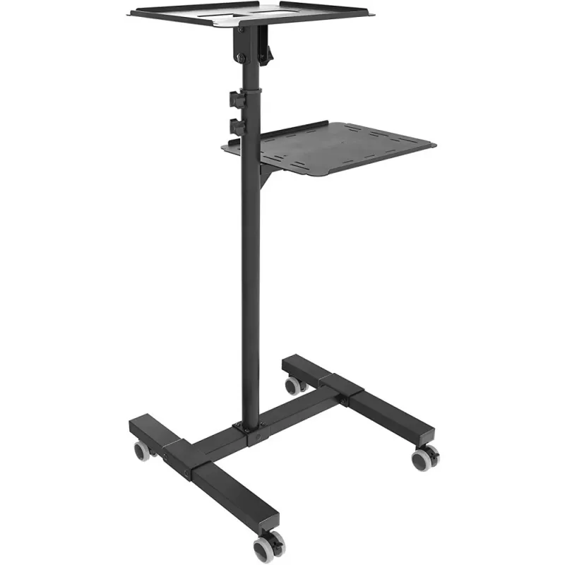 Techly ICA-TB TPM-10 carrello regolabile in altezza per proiettore e notebook con ripiano, nero
