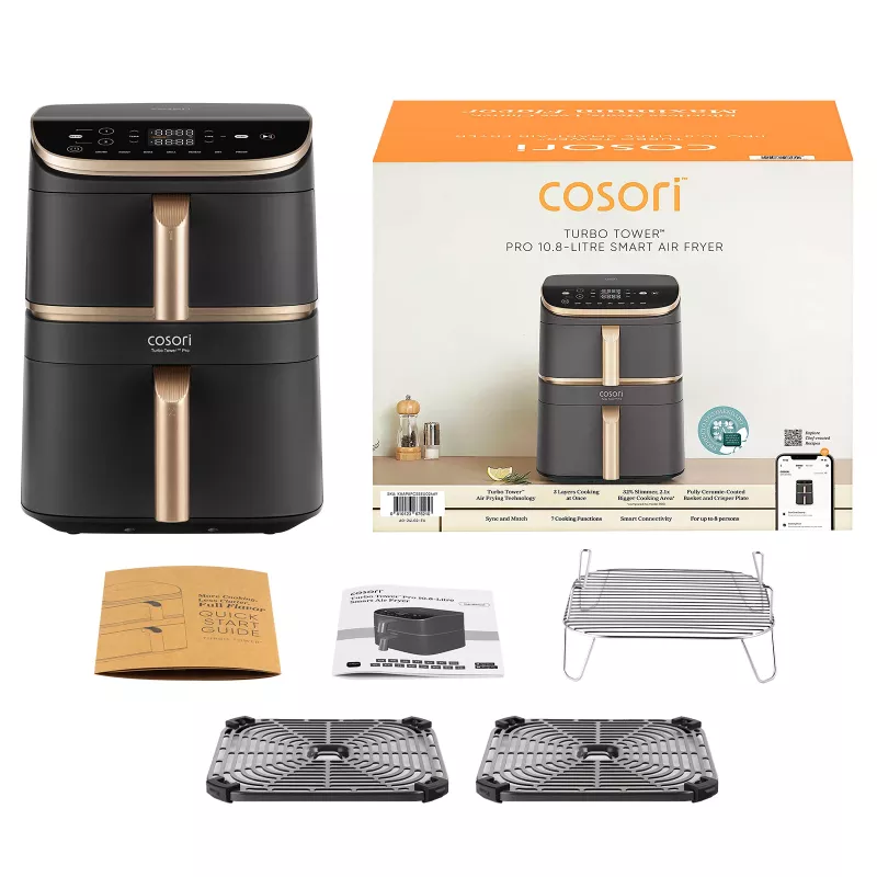 Cosori Turbo Tower Pro Smart friggitrice ad aria singola 10,8 L da appoggio 2630 W nero, oro