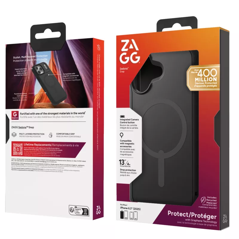 ZAGG Sedona Snap custodia per Apple iPhone 17 Flood nero, cover, Apple, iPhone 17, 16 cm (6,3