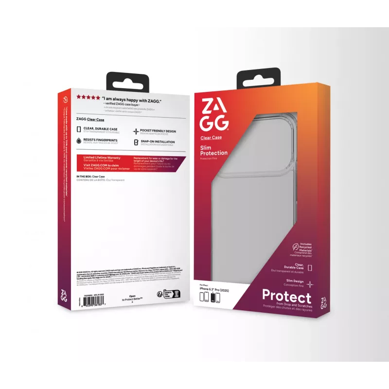 ZAGG Clear Case per Apple iPhone 17 Pro, cover, Apple, iPhone 17 Pro, 16 cm (6.3