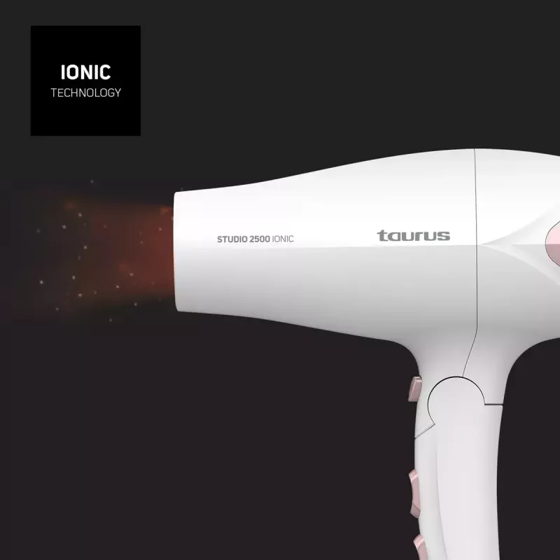 Asciugacapelli Taurus STUDIO 2500 IONIC 2400 W bianco con funzione ioni, 3 livelli di calore, 2 velocità, diffusore e concentratore