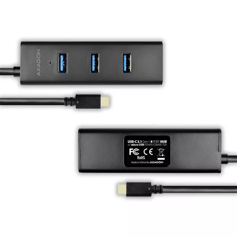 Hub interfaccia Axagon HUE-S2C USB 3.2 Gen 1 (3.1 Gen 1) Type-A 5000 Mbit/s nero
