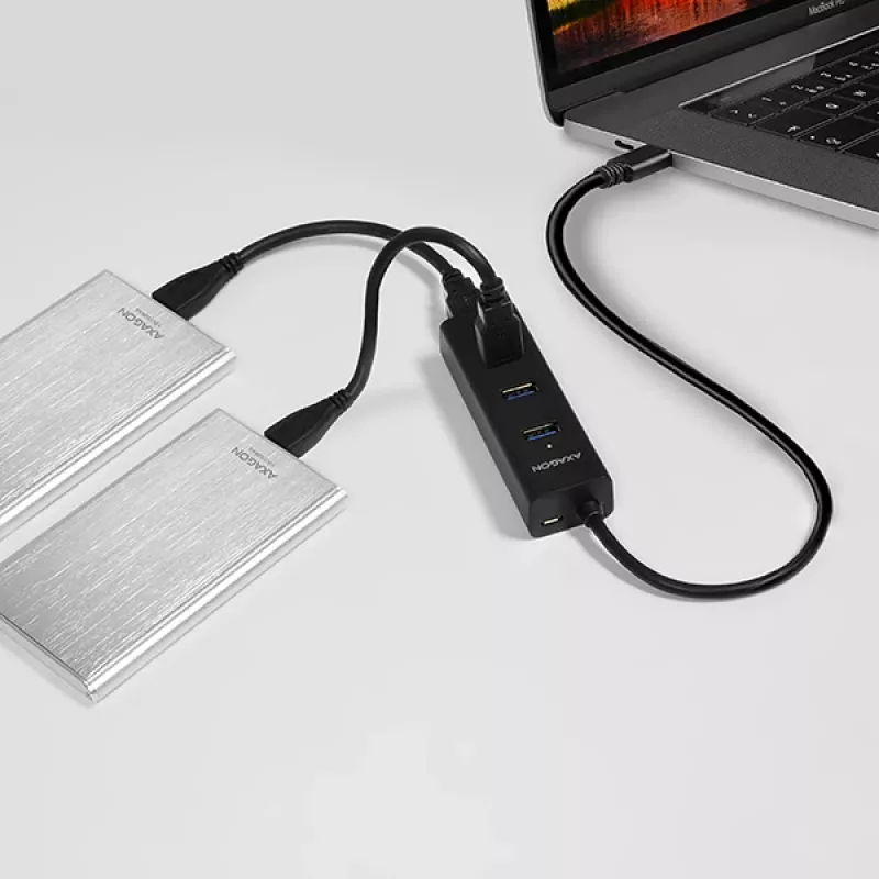 Hub interfaccia Axagon HUE-S2C USB 3.2 Gen 1 (3.1 Gen 1) Type-A 5000 Mbit/s nero