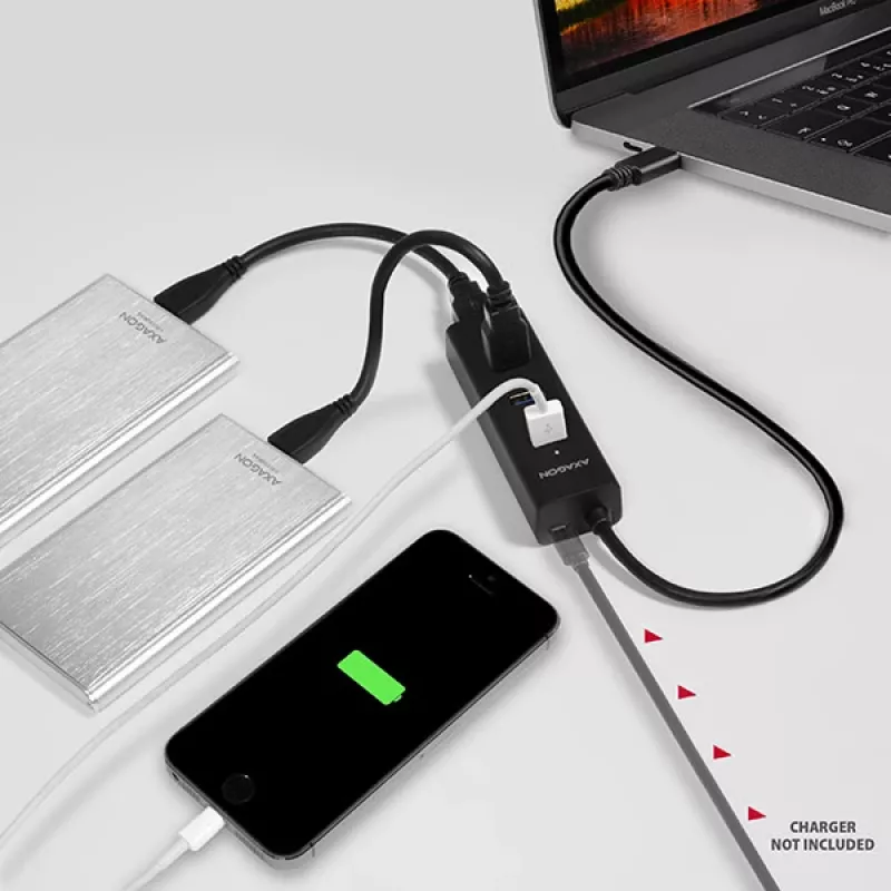 Hub interfaccia Axagon HUE-S2C USB 3.2 Gen 1 (3.1 Gen 1) Type-A 5000 Mbit/s nero