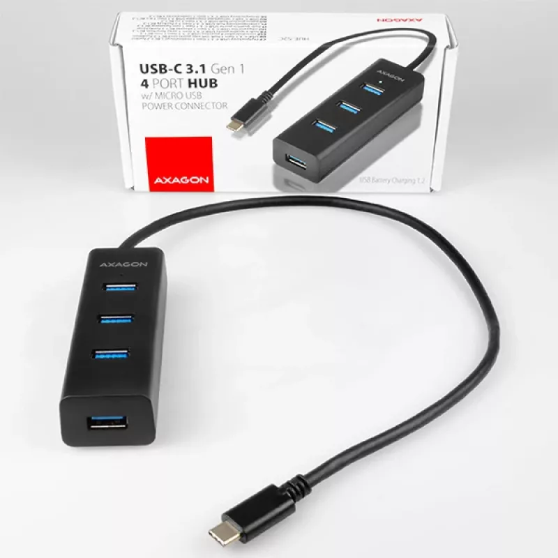 Hub interfaccia Axagon HUE-S2C USB 3.2 Gen 1 (3.1 Gen 1) Type-A 5000 Mbit/s nero