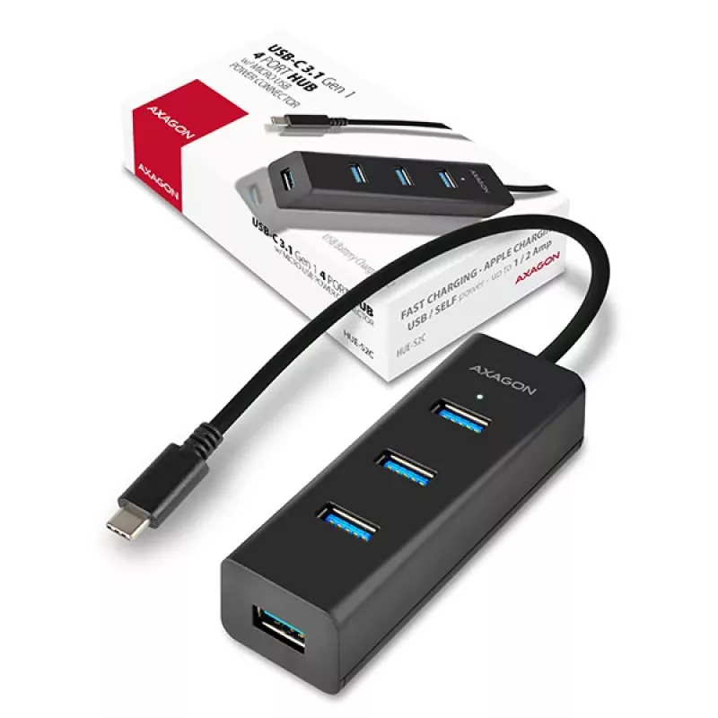 Hub interfaccia Axagon HUE-S2C USB 3.2 Gen 1 (3.1 Gen 1) Type-A 5000 Mbit/s nero