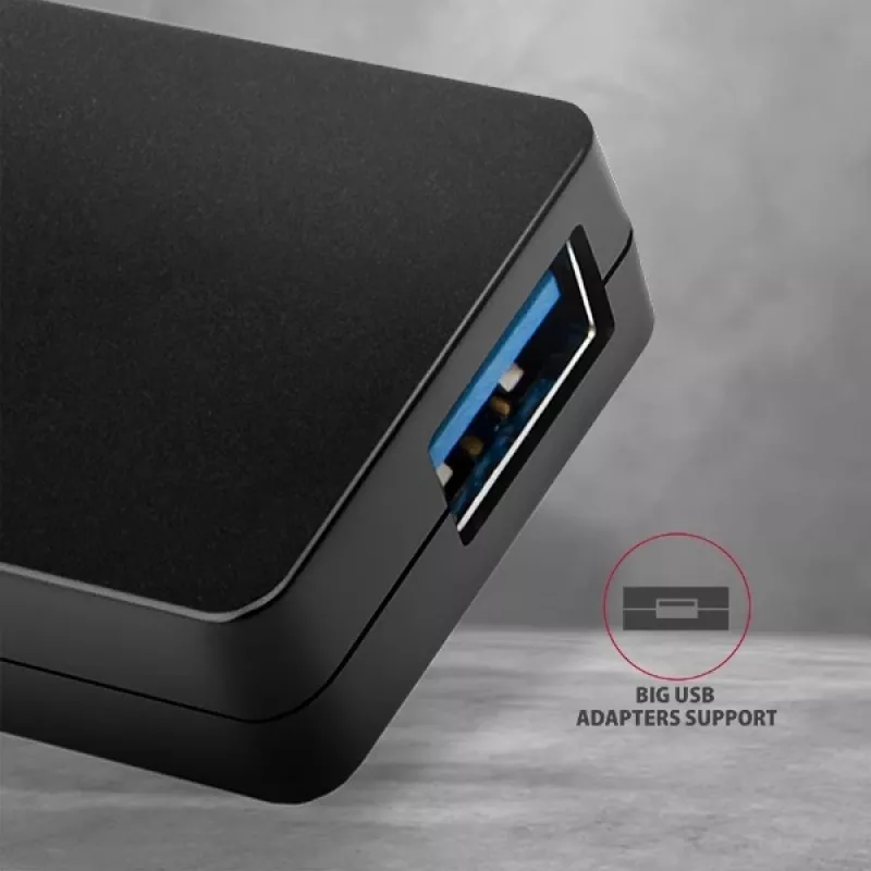 Hub USB slim Axagon SuperSpeed, USB 3.2 Gen 1 (3.1 Gen 1) Type-A, USB 3.2 Gen 1 (3.1 Gen 1) Type-A, 5000 Mbit/s, nero, plastica, 0,14 m