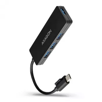 Hub USB-C slim Axagon SuperSpeed, USB 3.2 Gen 1 (3.1 Gen 1) Type-C, USB 3.2 Gen 1 (3.1 Gen 1) Type-A, 5000 Mbit/s, nero, plastica, 0,14 m