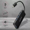 Hub USB-C slim Axagon SuperSpeed, USB 3.2 Gen 1 (3.1 Gen 1) Type-C, USB 3.2 Gen 1 (3.1 Gen 1) Type-A, 5000 Mbit/s, nero, plastica, 0,14 m
