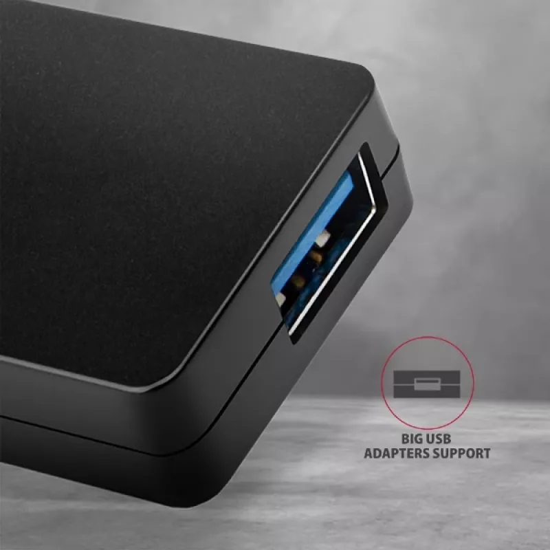 Hub USB-C slim Axagon SuperSpeed, USB 3.2 Gen 1 (3.1 Gen 1) Type-C, USB 3.2 Gen 1 (3.1 Gen 1) Type-A, 5000 Mbit/s, nero, plastica, 0,14 m
