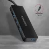 Hub USB-C slim Axagon SuperSpeed, USB 3.2 Gen 1 (3.1 Gen 1) Type-C, USB 3.2 Gen 1 (3.1 Gen 1) Type-A, 5000 Mbit/s, nero, plastica, 0,14 m