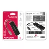 Hub USB-C slim Axagon SuperSpeed, USB 3.2 Gen 1 (3.1 Gen 1) Type-C, USB 3.2 Gen 1 (3.1 Gen 1) Type-A, 5000 Mbit/s, nero, plastica, 0,14 m
