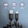 Cavo dati e ricarica Axagon USB 2.0 lunghezza 1,1 m. 3A. Nero spiralato. Cavo USB USB A USB C