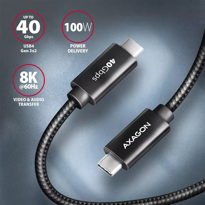 Cavo USB Axagon BUCM432-CM10AB USB4 Gen 3x2 1 m USB C nero