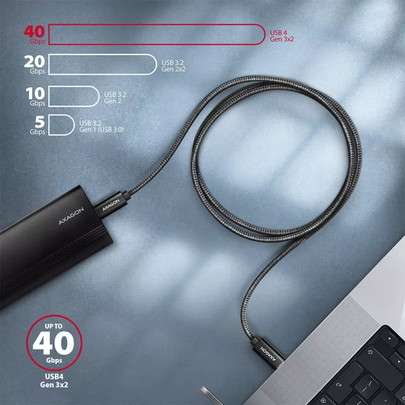Cavo USB Axagon BUCM432-CM10AB USB4 Gen 3x2 1 m USB C nero