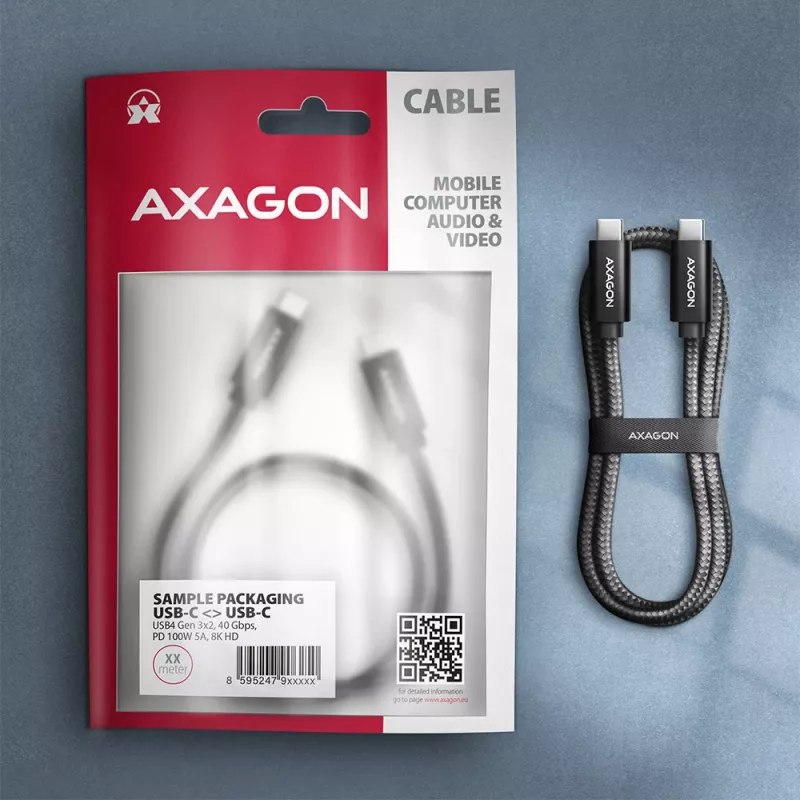 Cavo USB Axagon BUCM432-CM10AB USB4 Gen 3x2 1 m USB C nero