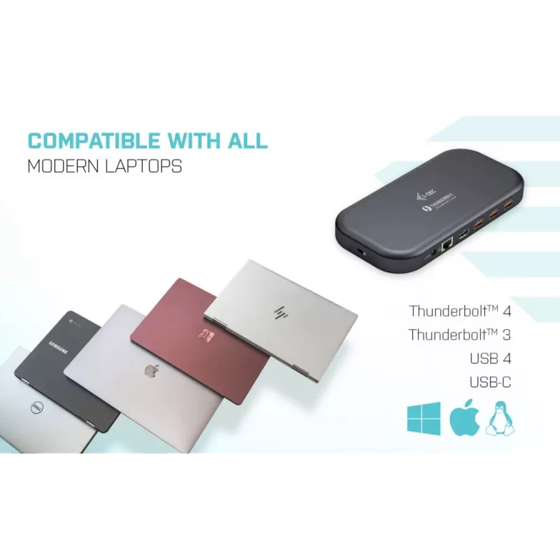 i-tec Thunderbolt 3/USB-C docking station dual-4K + cavo USB-C a DisplayPort (1,5 m) + alimentazione 60 W