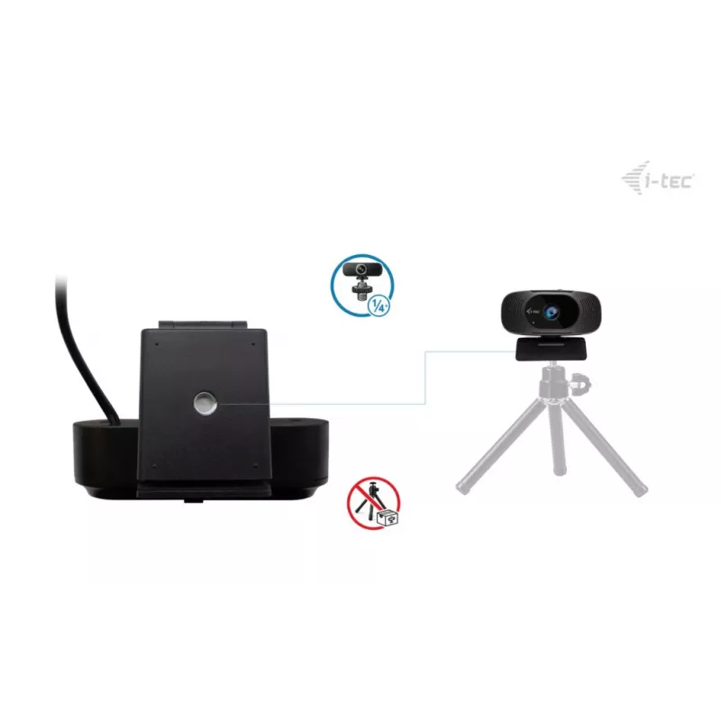 Webcam i-tec SOLOMON 300 4K, USB, 3840×2160, 8,29 MP, supporto a clip, nero