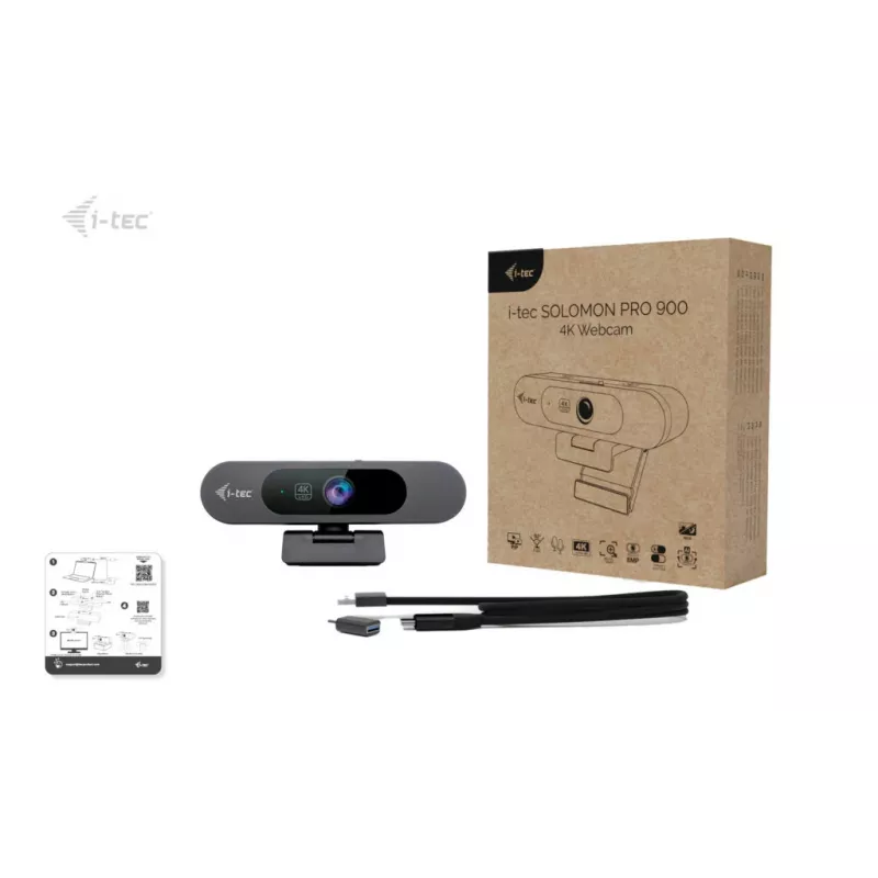 Webcam ITEC SOLOMON PRO 900 4K, 3840×2160, 8,29 MP, USB, supporto a clip, nero