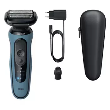 Rasoio a lamina BRAUN Series 5 52-A1000S, blu, batteria Li-Ion, batteria integrata, controllo a pulsanti, 166×64×51 mm