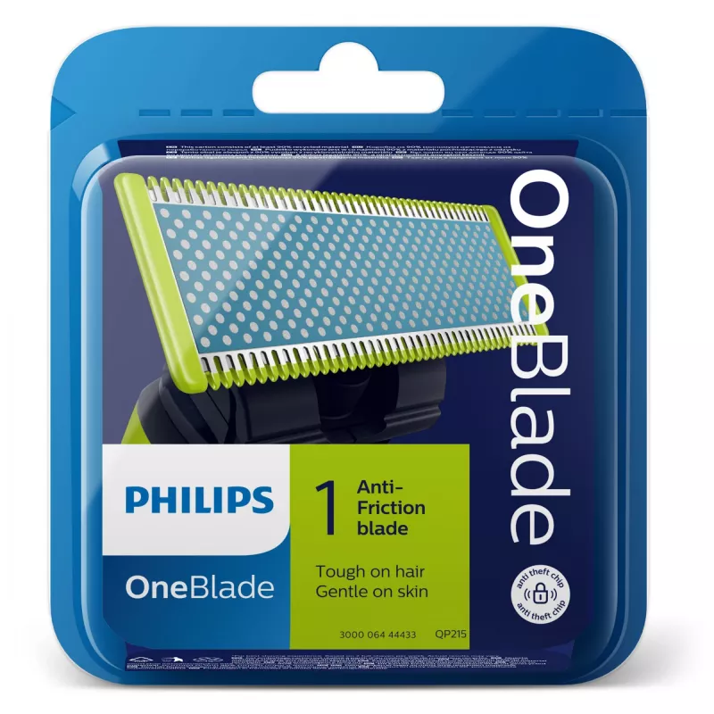 Philips Norelco OneBlade OneBlade QP215/50 Anti-friction, lama di rasatura, multicolore, 4 mese/i, Philips, Philips OneBlade, 1 pz.