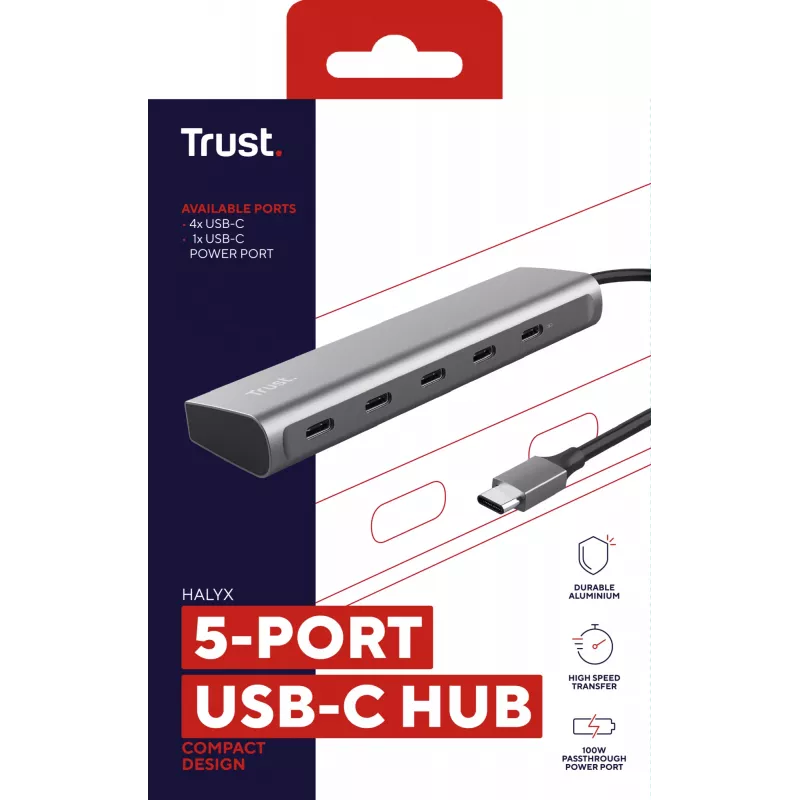 Trust Halyx USB 3.2 Gen 1 (3.1 Gen 1) Type-C argento