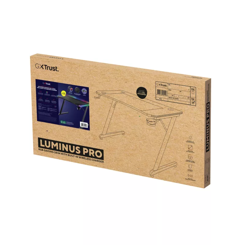 Scrivania Trust GXT 710 Luminus Pro nero rettangolare ABS/PC 1200x600x740mm