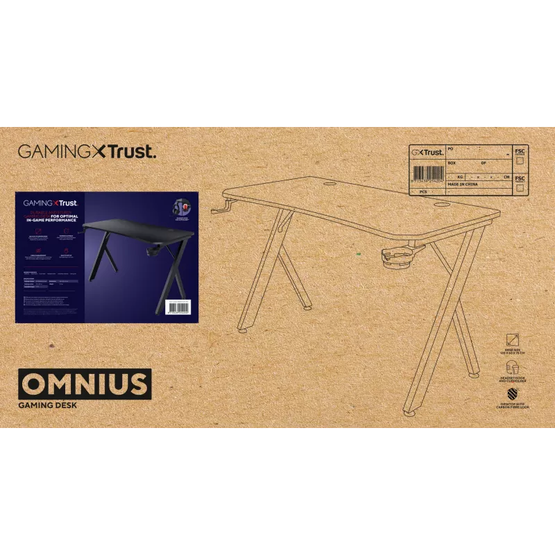 Scrivania Trust GXT 710 Luminus Pro nero rettangolare ABS/PC 1200x600x740mm