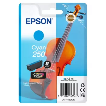Cartuccia toner Epson 250 Claria Photo HD ciano originale, confezione singola 4,8 ml