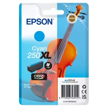 Epson 250XL Violin Claria Photo HD alta (XL) capacità ciano cartuccia toner originale, 1 pz., 8.9 ml