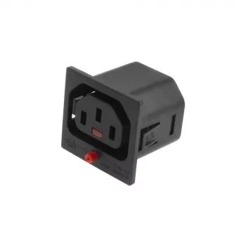 ACT C13 IEC Lock Net Entree (1x uscita) - nero, PA135015BK, C13, nero, rosso, connettore femmina, dritto, termoplastica, 2000 V
