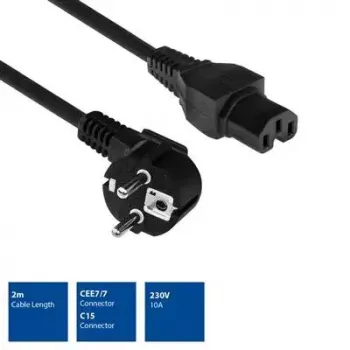 ACT cavo di alimentazione connettore CEE 7/7 (angolare) – C15 nero 1 m