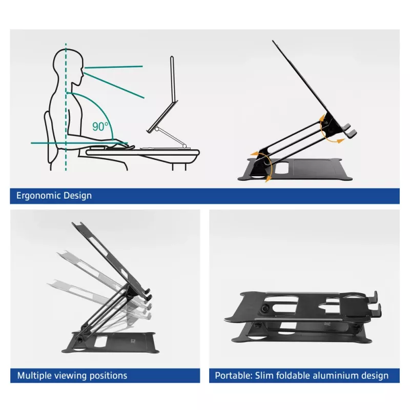 Supporto per laptop ACT AC8140 alluminio regolazione altezza continua nero