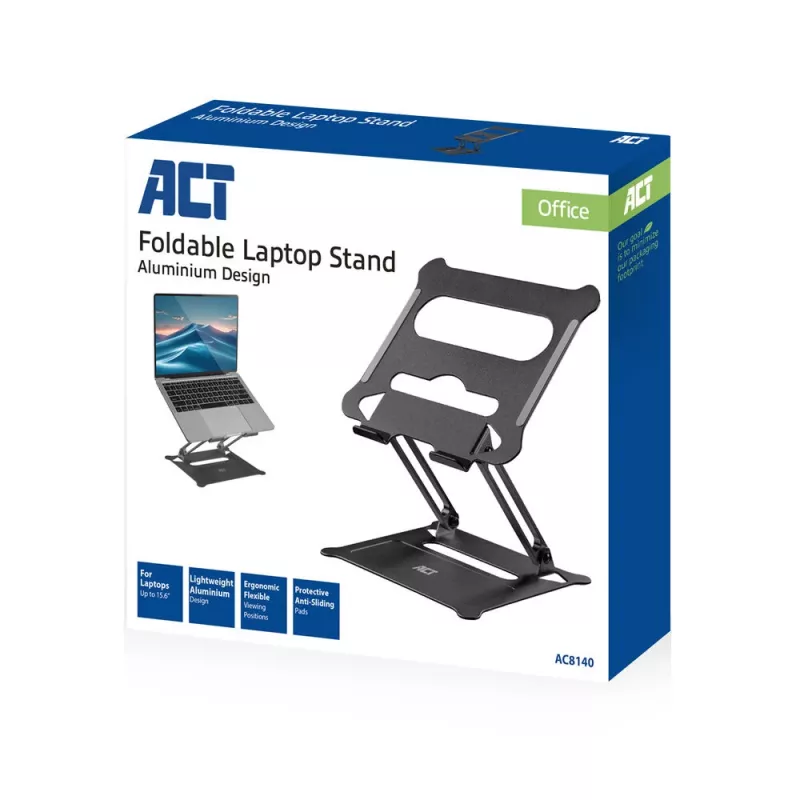 Supporto per laptop ACT AC8140 alluminio regolazione altezza continua nero