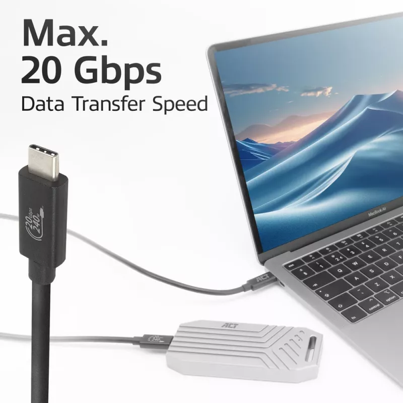 ACT cavo USB4 20Gbps 240W USB Type-C 2m nero certificato USB-IF